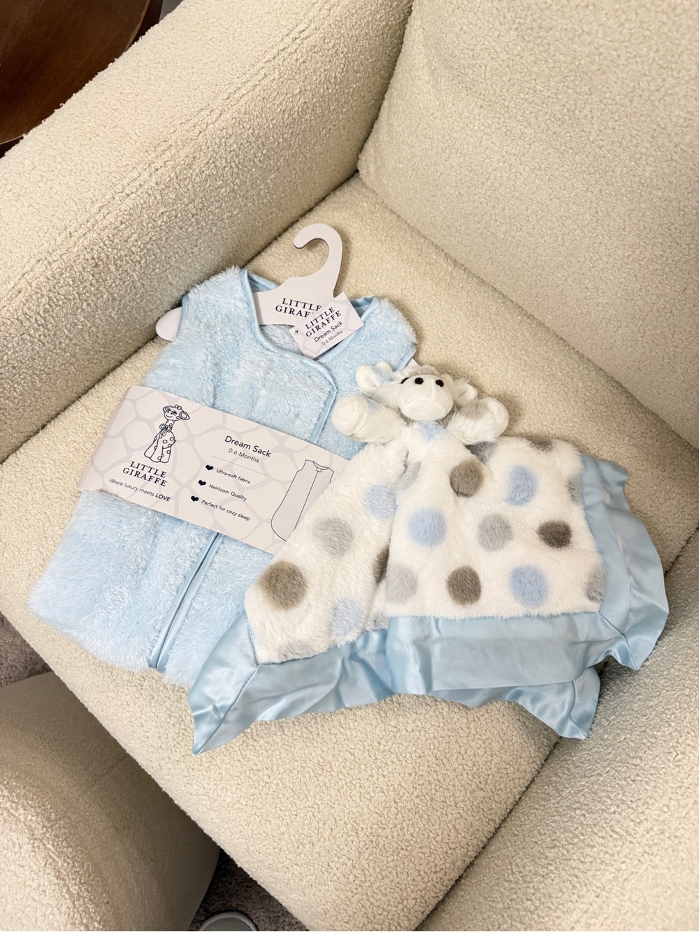Little Giraffe Plush Light Blue Baby Pajama Sleep Sack and Blanket